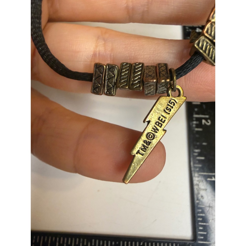 Harry Potter Lightning Bolt Charm Cord Bracelet Bronze Tone WBEI 2015 Licensed
